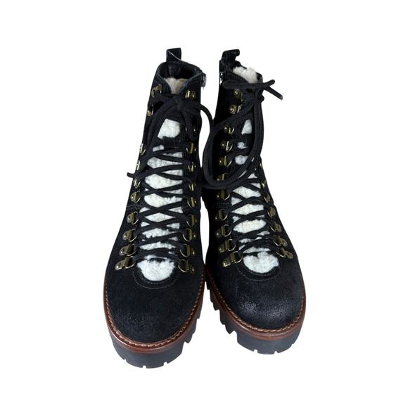 Jeffrey Campbell Stanley Black Suede Faux Fur Hiker Boots Lug Sole 9.5 - Picture 7 of 9
